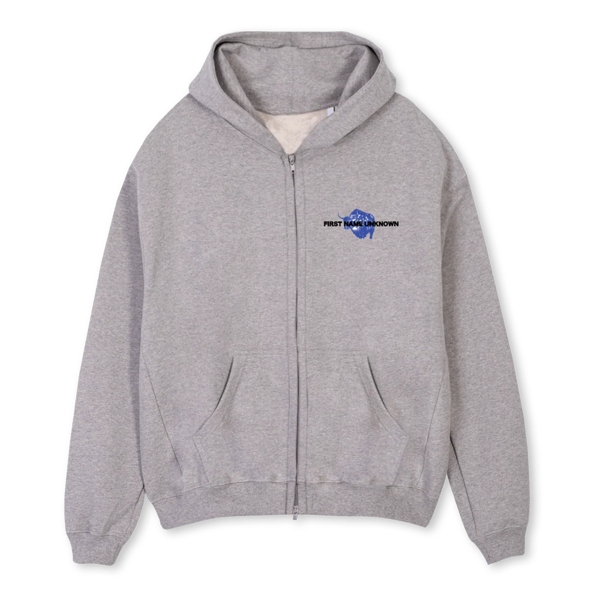 YAKFNU Grey Marl Oversized Zipped Hoodie.