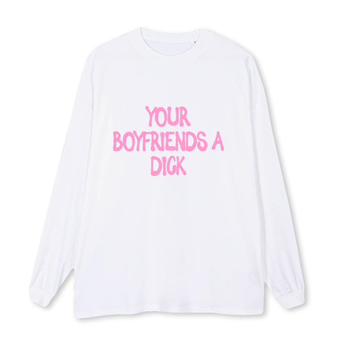YBAD White Oversized LS Tee.