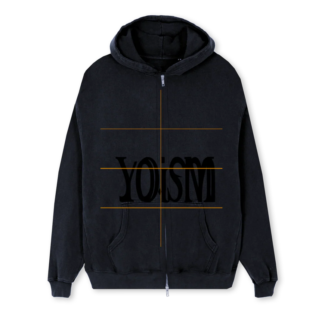 YOUSM Vintage Black Regular Zipped Hoodie.