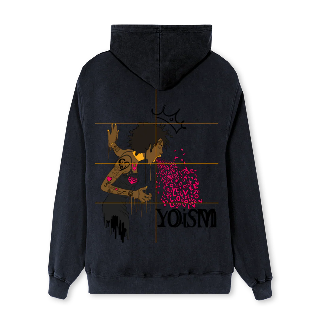 YOUSM Vintage Black Regular Zipped Hoodie. - Image 2