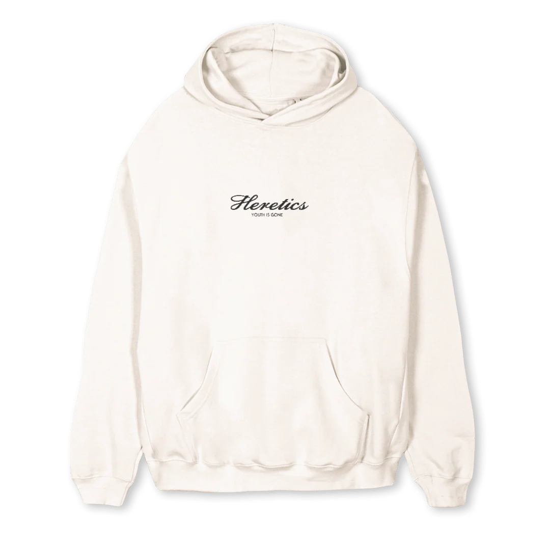 YOUTHISGONE Vintage White Regular Hoodie.
