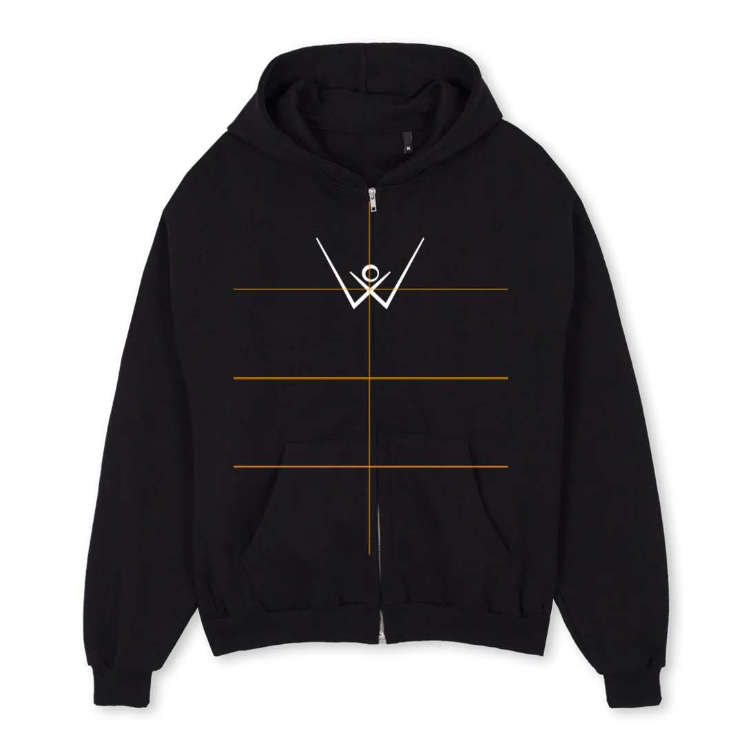 ZIPPEDHOODIEONE Black Oversized Zipped Hoodie.