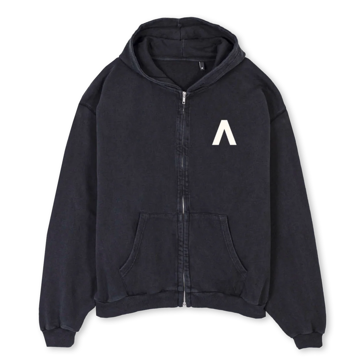 ZIPPEREF Vintage Black Oversized Zipped Hoodie.