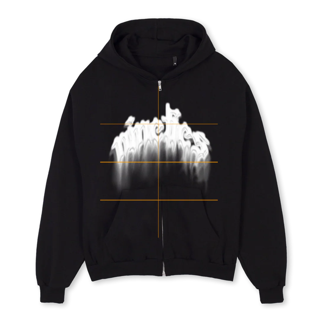 ZIPPERONE Black Oversized Zipped Hoodie.